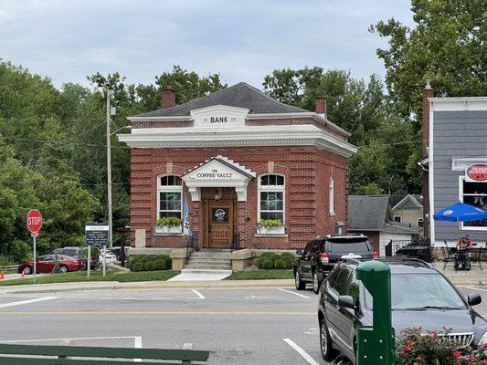 View of the building from the park across the street