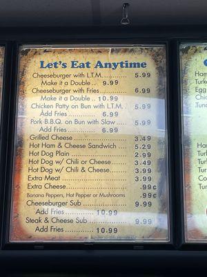 Anytime menu options