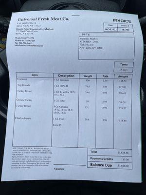 Invoice for westside market one of many i have.