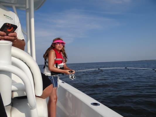 Within in minutes, our granddaughter was reeling in fish and having the time of her life!