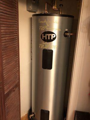 Lifetime warranty 80 gallon electric HTP water heater installation in Brookline