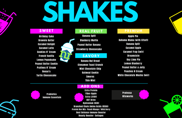 Shakes Menu