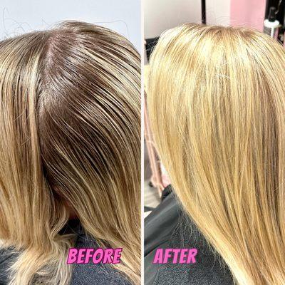 Before and after a half head of highlights, by Deidre Americo