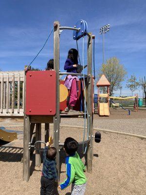 The neat playground had neat contraptions.