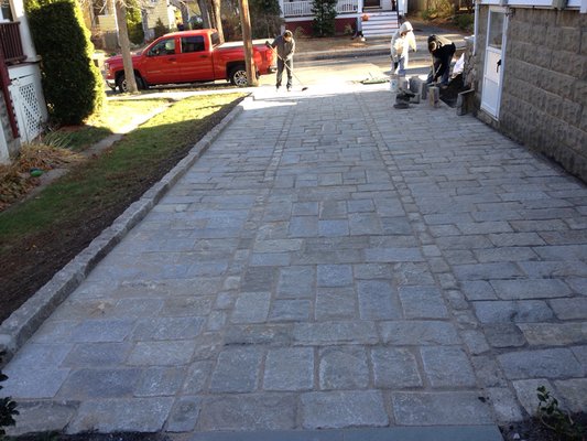 Driveway made with re-claimed granite.