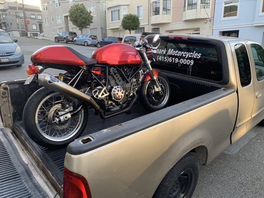 Picking up the Ducati at home