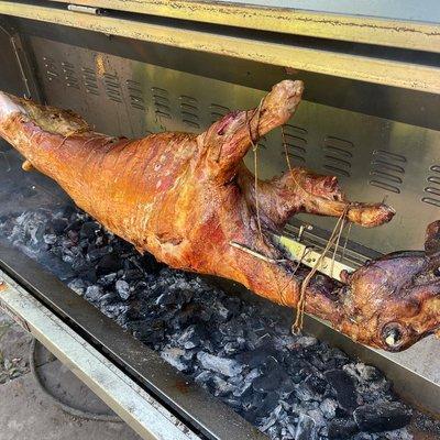 Spit roasted lamb