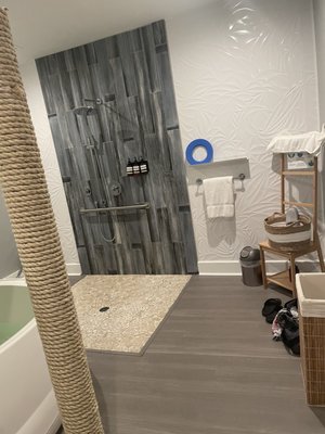 Shower area in the pod room