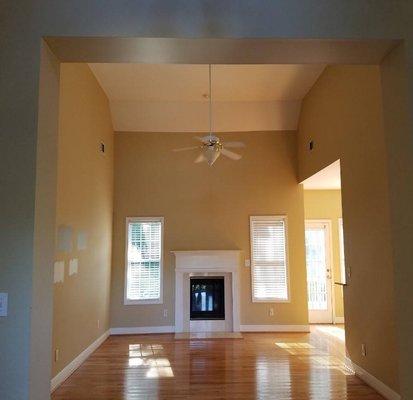 Kitchen was closed off to the living room before we customized and opened it all up