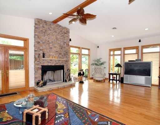 Natural Light Family Room with Fireplace