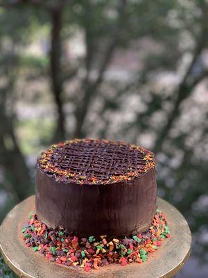 Ganache covered Thanksgiving Cake