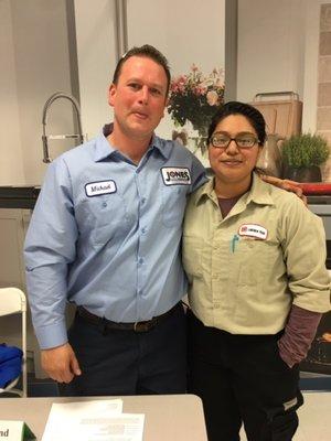 Jones Services at Lincoln Tech career fair in Mahwah, NJ! Pictured is Jones Services HVAC Service Professional Mike with future pro Elisa!