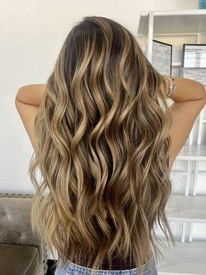 Golden balayage with dimension