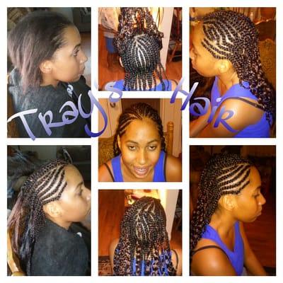 Before to After.
Teens two layered cornrows with designs. 
By: Tray