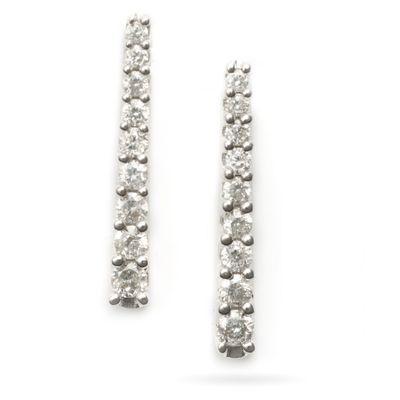 Custom-Made 14k White Gold Graduated Diamond Post Earrings