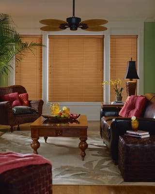 The casual and carefree elegance of faux wood blinds fulfills the need for privacy and light control, fitting for most Austin lifestyles!