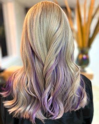 platinum with pops of peek-a-boo lilac