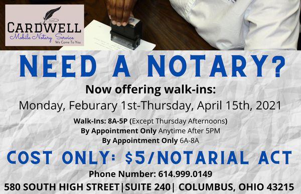 Limited Time Offer!  Now Accepting Walk-ins!