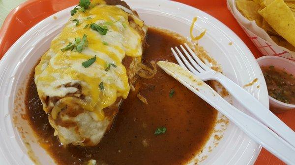 Beef burrito, enchilada style!