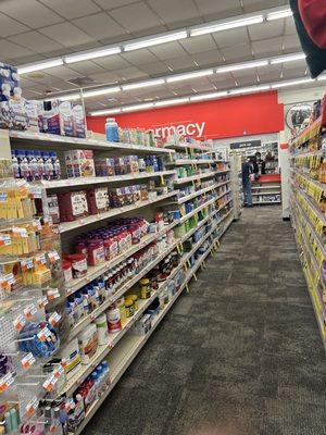 Pharmacy located in back of store.