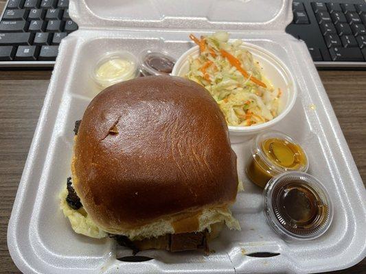 Smoked Brisket Sandwich with slaw