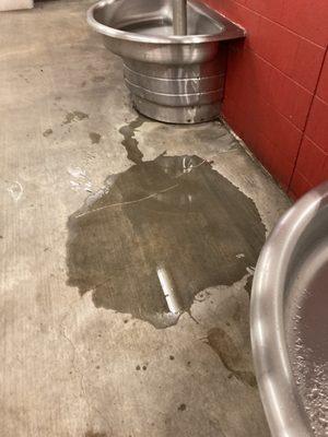 leaking sink in men's restroom on main concourse level