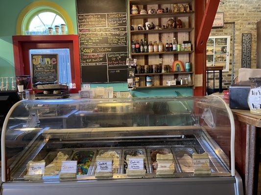 Checkout counter with gelato flavors