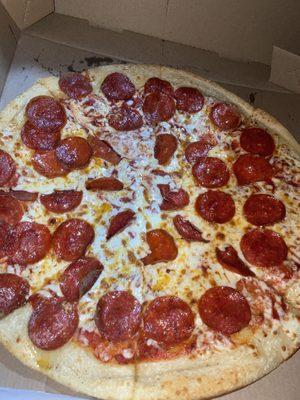 Hot and ready pepperoni pizza