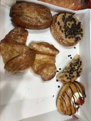 PB & Chocolate Cinnamon Rolls, Strawberry & Cream Glazed, Glazed Buttermilk and Cronuts