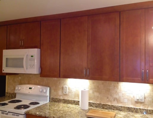 Remodeled kitchen cabinets and countertops