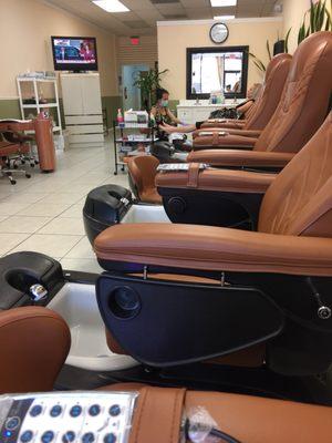 Massage chairs for pedis.