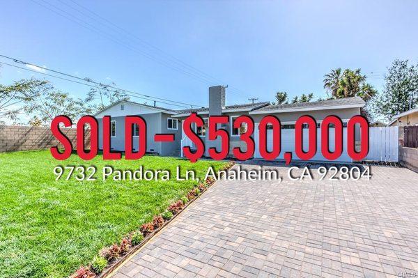 LISTING SOLD: $530,000 In Anaheim