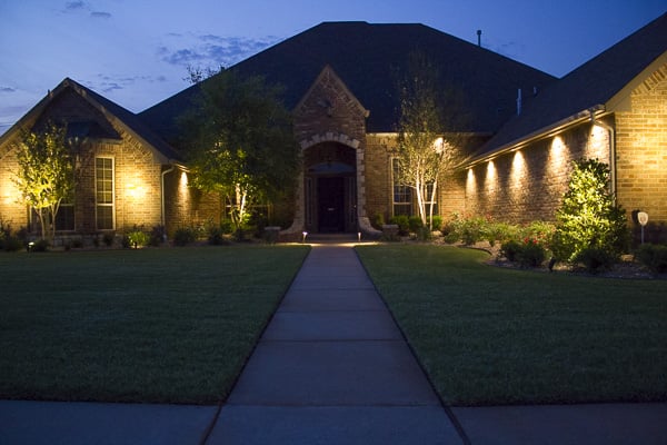 Landscape lighting installed by Red Valley Landscape & Construction in Oklahoma City, OK.