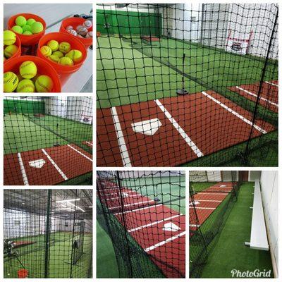 Pitching machines, full length tunnels, L screens, batting tees, individual instruction available