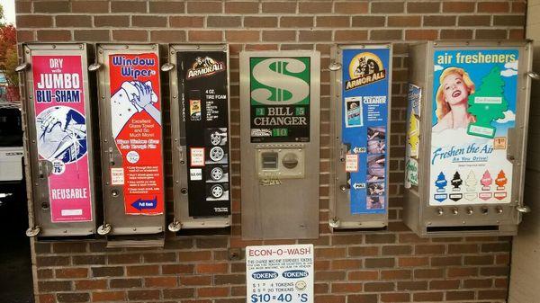 Here's the change machine and vendors out in front of our self serve car wash bays.