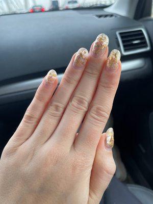 Clear polish with gold and silver foil