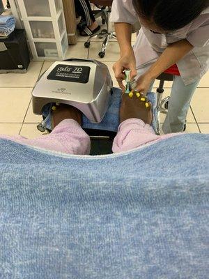 Pedicure for me and the hubby and eyebrows (myself)