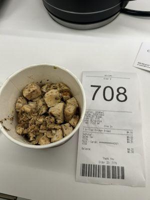 Receipt and portion served