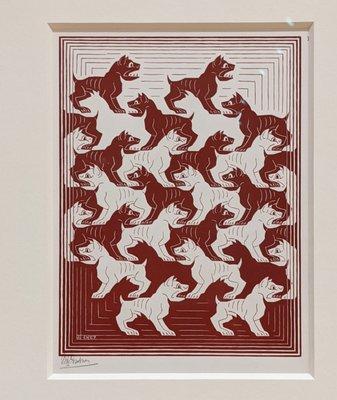 "Regular Division of the Plane IV (dogs)" (1957) by MC Escher at the Columbia Museum of Art