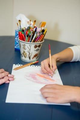 Members of our team use Art Therapy to help clients express their thoughts and feelings through imagery.