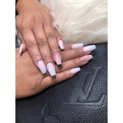 Full set white powder and ombré gel color