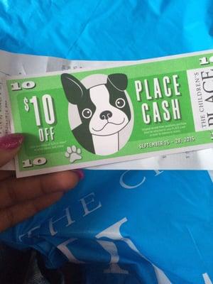 I also received $10 in place cash. I get $10 off a $20 purchase Sept 15-28