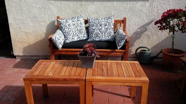 I refinished this teak patio furniture in November and was able to take this follow up photo in April, still beautiful!