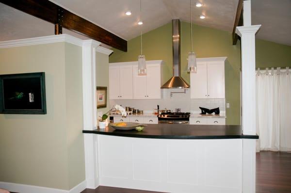 Paint grade maple with white toner- Marble counter tops - Hand scraped wood flooring    Murray, Utah