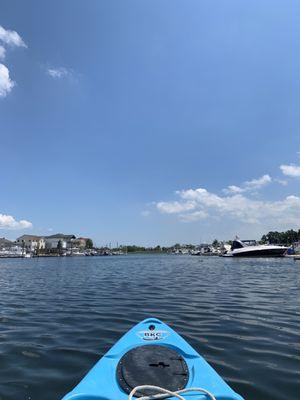 A few minutes away from the launch dock on a single kayak