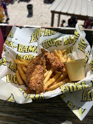 Kids chicken tender and fries