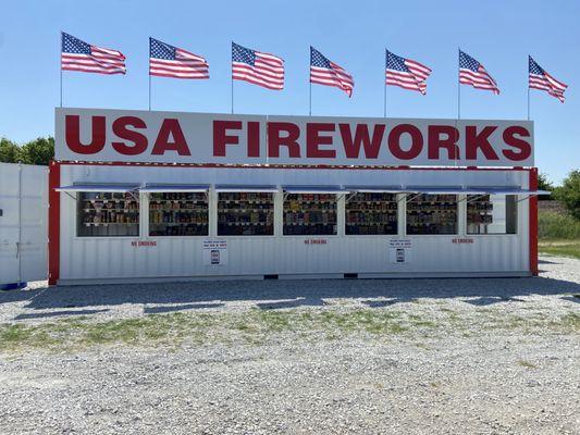 Our USA Fireworks stand just south of Krum on FM 156.