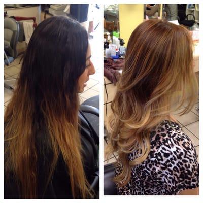 Base change with balayage ombre