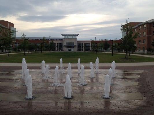 Fountains in front of building