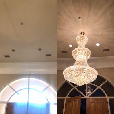 180lb chandelier install 15' high ceiling.